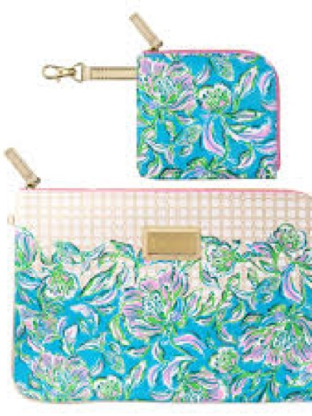 Lilly Pulitzer Tech Pouch Set Chick Magnet Blue Floral Laptop Sleeve NWT 12.75x9